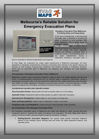Melbourne’s Reliable Solution for Emergency Evacuation Plans