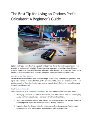 The Best Tip for Using an Options Profit Calculator