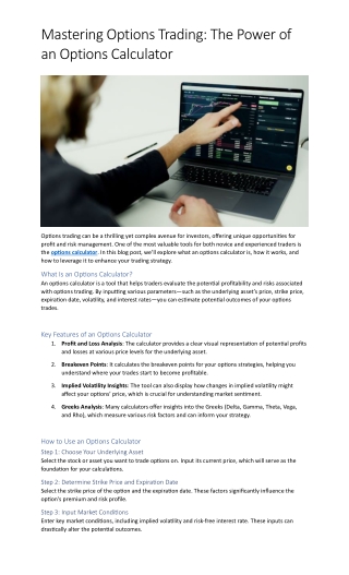 Mastering Options Trading: The Power of  an Options Calculator