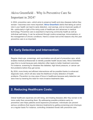 Why Preventive Care Is So Important ?