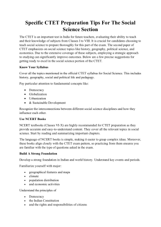 Specific CTET Preparation Tips For The Social Science Section