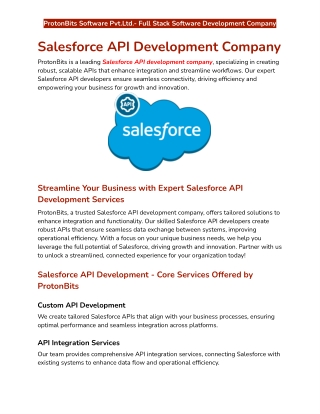 Salesforce API Development Company | Hire Salesforce API Developers