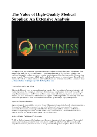 Lochness Medical Supplies USA
