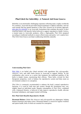 Explore Gomataseva.org - Buy Phal Ghrit  for infertility