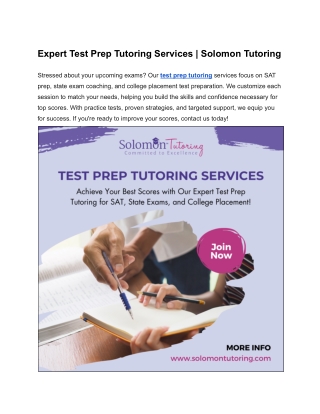 Expert Test Prep Tutoring Services _ Solomon Tutoring