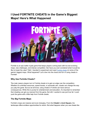 I Used FORTNITE CHEATS in the Game’s Biggest Maps