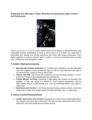 Enhancing Your Mercedes C-Class_ Must-Have Accessories for Style, Comfort, and Performance