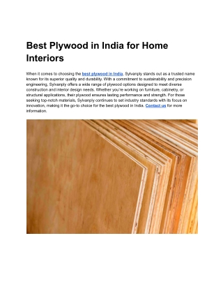 Best Plywood in India for Home Interiors