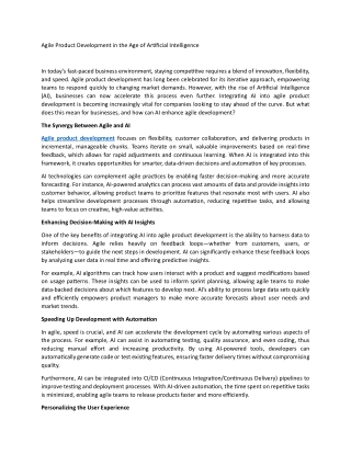 Agile Product Development in the Age of Artificial Intelligence