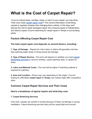 What is the Cost of Carpet Repair?