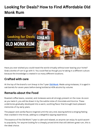 Looking for Deals? How to Find Affordable Old Monk Rum