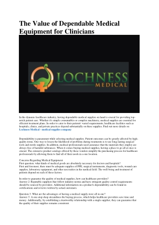 Lochness Medical Supplies United States