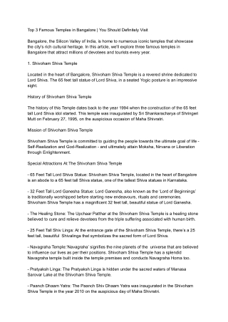 Top 3 Famous Temples in Bangalore _ You Should Definitely Visit