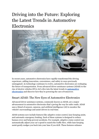 Driving into the Future_ Exploring the Latest Trends in Automotive Electronics