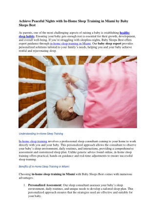 In-home sleep training Miami