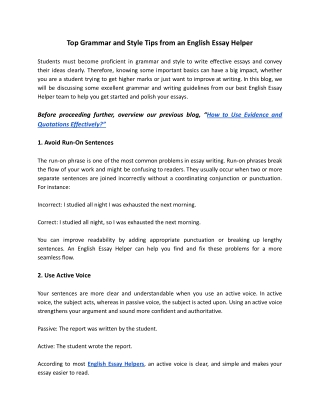 Top Grammar and Style Tips from an English Essay Helper