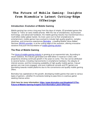 The Future of Mobile Gaming