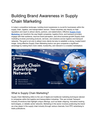 Building Brand Awareness in Supply Chain Marketing