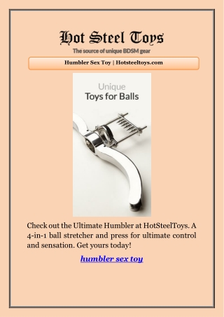 Humbler Sex Toy | Hotsteeltoys.com