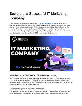 Secrets of a Successful IT Marketing Company