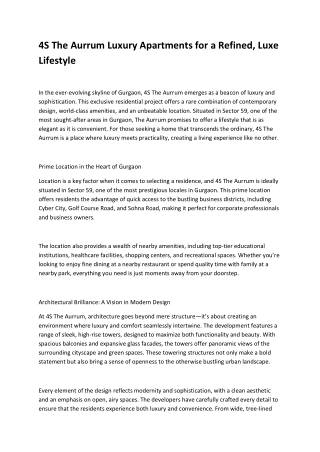 4S The Aurrum Luxury Apartments for a Refined