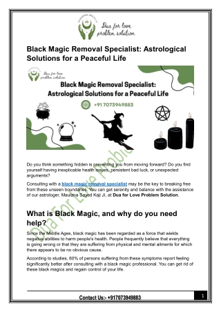 Black Magic Removal Specialist: Astrological Solutions for a Peaceful