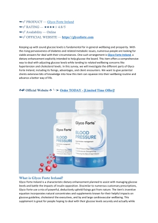 How Does Glyco Forte Ireland Work?