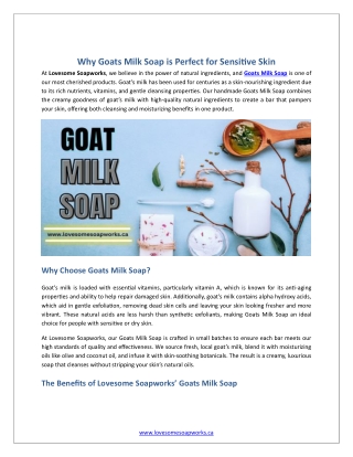 Why Goats Milk Soap is Perfect for Sensitive Skin