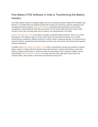 How Bakery POS Software in India is Transforming the Bakery Industry