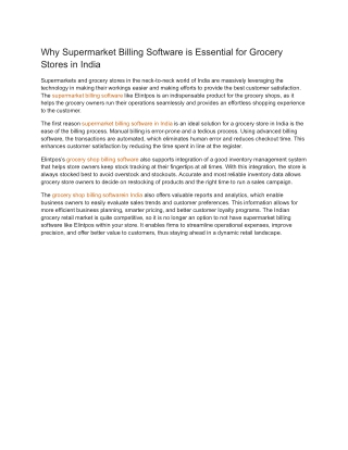 Why Supermarket Billing Software is Essential for Grocery Stores in India
