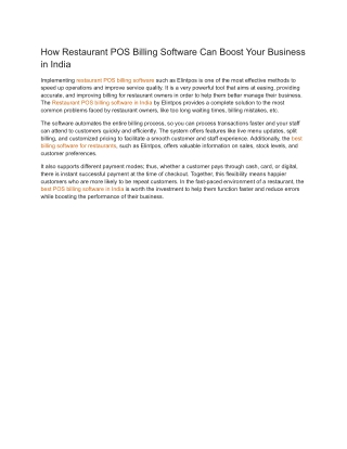 How Restaurant POS Billing Software Can Boost Your Business in India