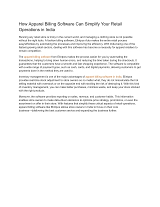 How Apparel Billing Software Can Simplify Your Retail Operations in India