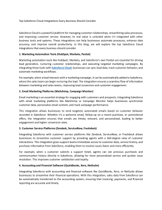 Top Salesforce Cloud Integrations Every Business Should Consider