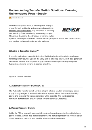 Understanding Transfer Switch Solutions: Ensuring Uninterrupted Power Supply