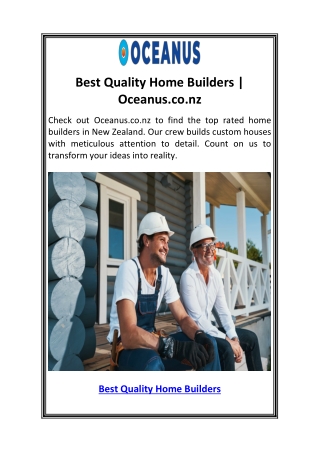 Best Quality Home Builders  Oceanus.co.nz