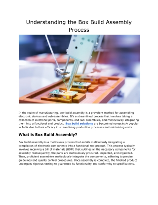 Understanding the Box Build Assembly Process