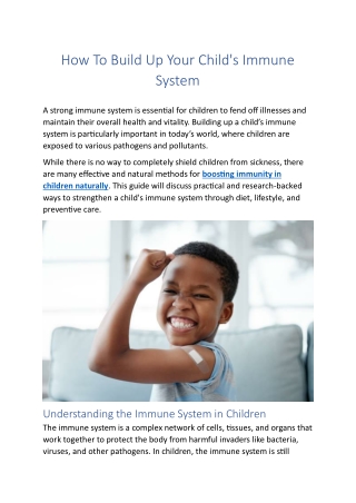 How To Build Up Your Child's Immune System