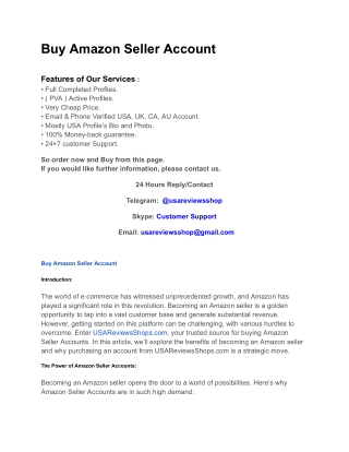 Buy Amazon Seller Account