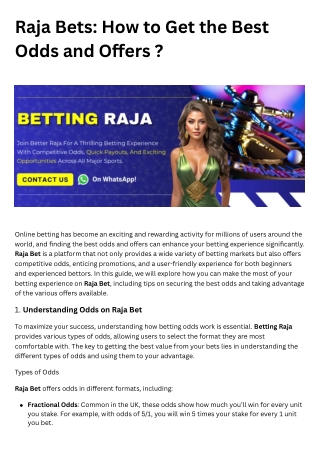 Raja Bets How to Get the Best Odds and Offers
