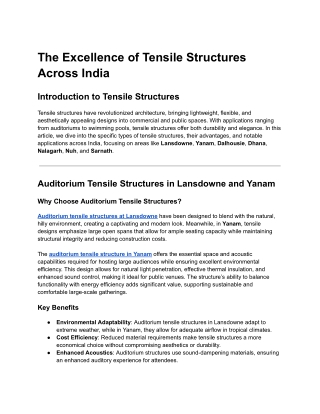 The Excellence of Tensile Structures Across India