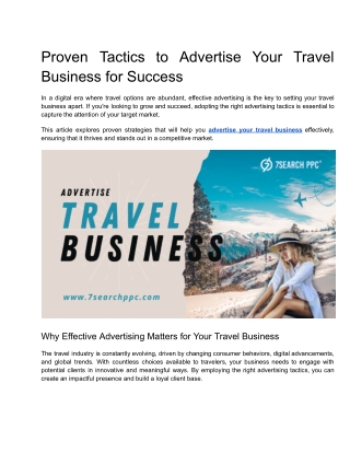 Proven Tactics to Advertise Your Travel Business for Success