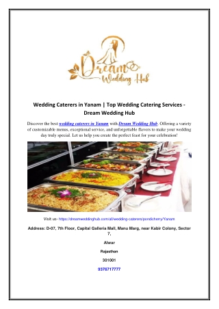 Wedding Caterers in Yanam | Top Wedding Catering Services - Dream Wedding Hub