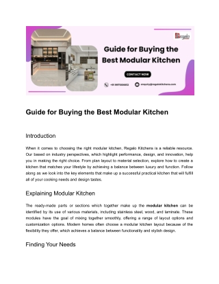 Guide for Buying the Best Modular Kitchen