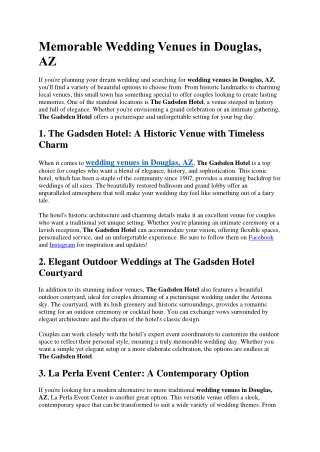 Memorable Wedding Venues in Douglas, AZ