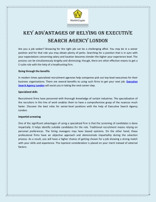 Key Advantages of Relying On Executive Search Agency London