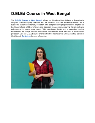 D.El.Ed Course in West Bengal
