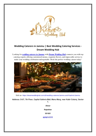 Wedding Caterers in Jammu | Best Wedding Catering Services - Dream Wedding Hub