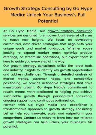Growth Strategy Consulting by Go Hype Media Unlock Your Business's Full Potential