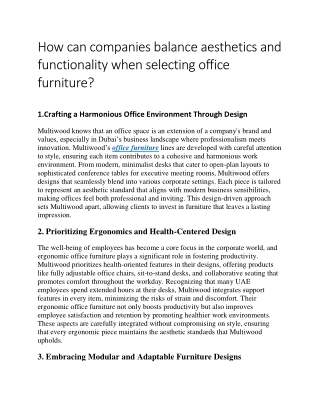 How can companies balance aesthetics and functionality when selecting office furniture