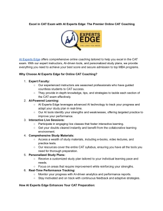 Excel in CAT Exam with AI Experts Edge_ The Premier Online CAT Coaching